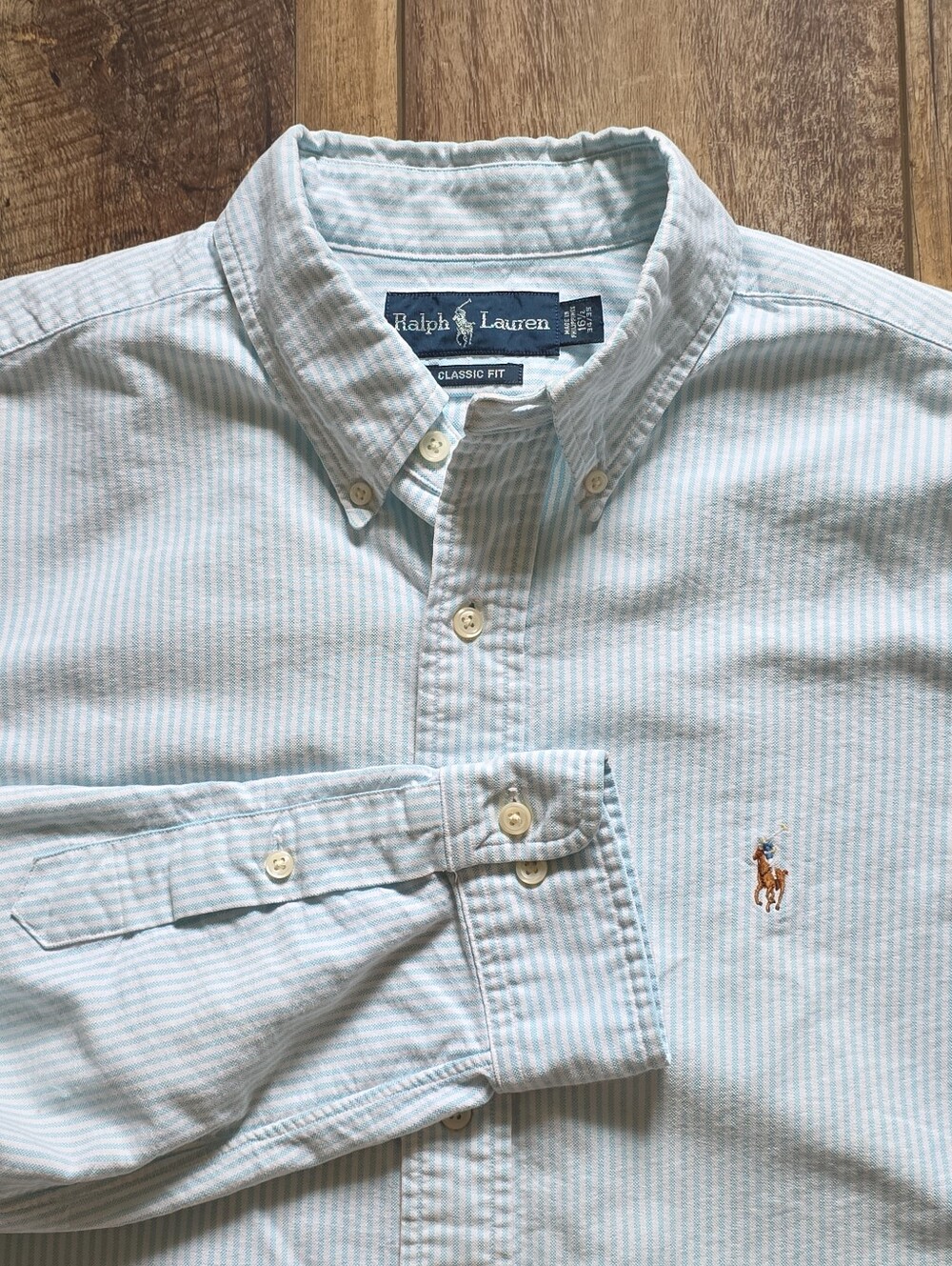 Ralph Lauren - Classic Fit Striped Oxford Shirt - 16.5 34/35 (L) - Blue White